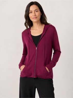 Eileen Fisher full zip cotton hoodie , sz : XL
